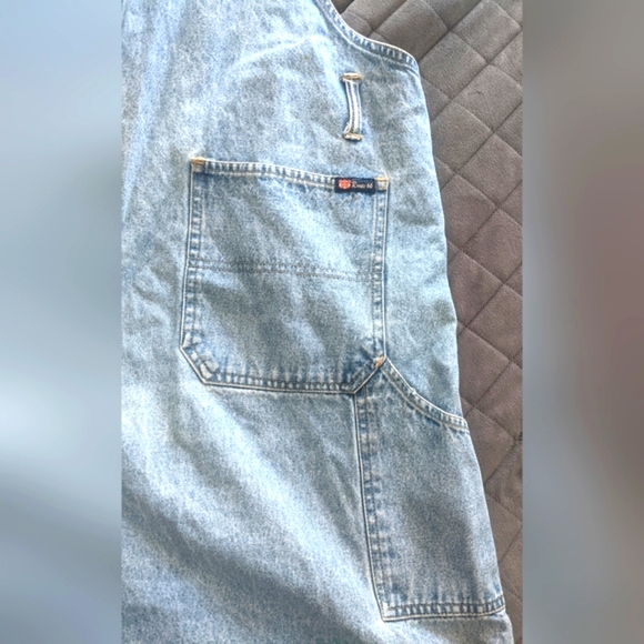 Route 66 Light Wash Denim Cuffed Jean Overall Carpenter Shorts - Picture 3 of 11